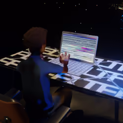 Desktop #101: The Developer in the Eames Chair With a Drone and a Please Stand By Monitor on a Barbe