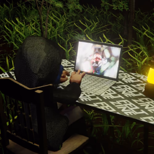 Desktop #26: The Hacker in the French Wood Chair With a Gas Lamp and a Algo Lite Macbook on a Felt Z