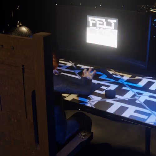 Desktop #147: The Business in the Electric Chair With a Drone and a Old School Monitor on a Barbed W