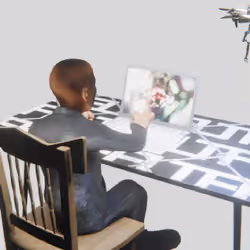 Desktop #294: The Business in the French Wood Chair With a Drone and a Algo Lite Macbook on a Barbed