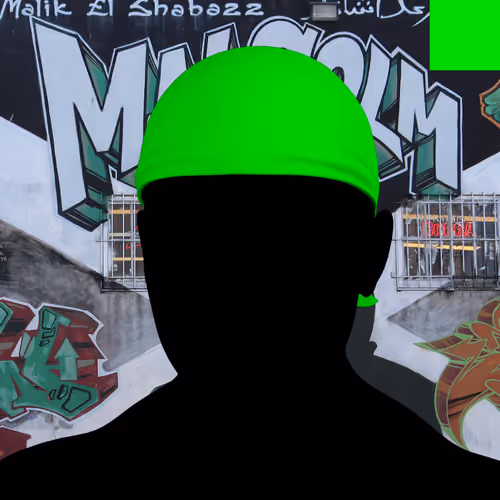 Villain #697 - The Green Durag Villain on the Malcolm Mural background with the Green Accent