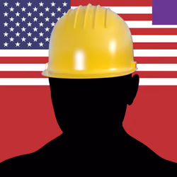 Villain #333 - The Construction Villain on the Merica background with the Purple Accent