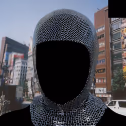 Villain #28 - The Chainlink Knight Villain on the Tokyo background with the Black Accent