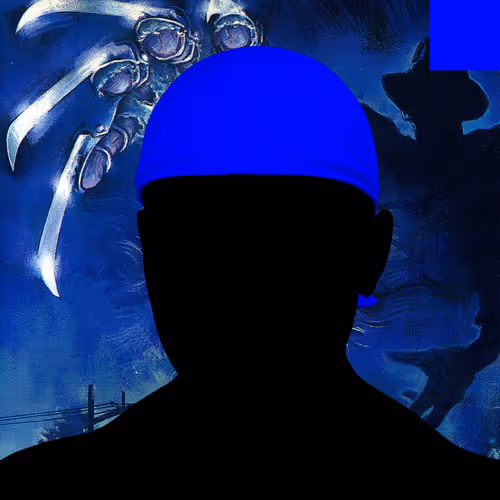 Villain #282 - The Blue Durag Villain on the Freddy background with the Blue Accent