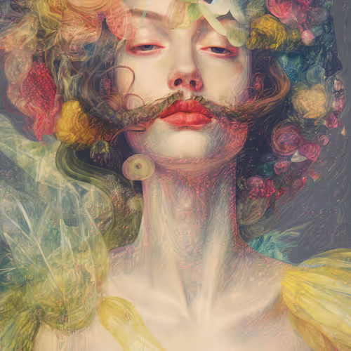 Strawberry lips and a beard o' leaves