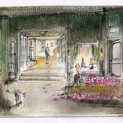 Beneath the Roses, 2003-2008 [Bed of Roses Bundle] Set Design Color Sketch by Carl Sprague [No. 3]
