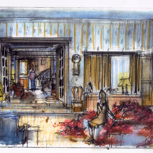Beneath the Roses, 2003-2008 [Bed of Roses Bundle] Set Design Color Sketch by Carl Sprague [No. 1]