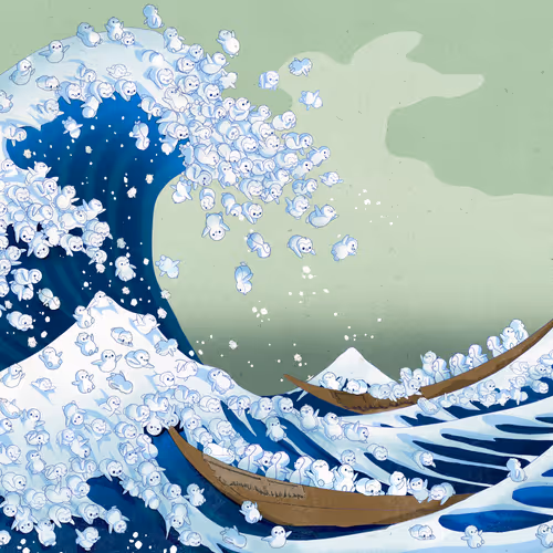 The Great Pengu Wave Off Kanagawa