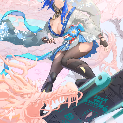 Dragoness Dance under the Sakura Blossoms