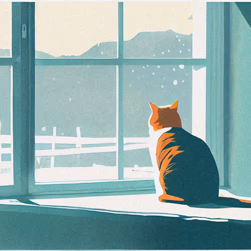 Cats By The Window Winter