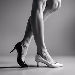 Black shoe and white shoe