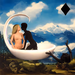 #136 | Lost Lover scene with background seed 128 and a Black Diamond card suit