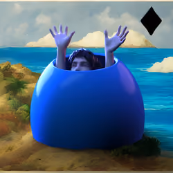 #202 | Man stuck in Mega-Fruit scene with background seed 598 and a Black Diamond card suit