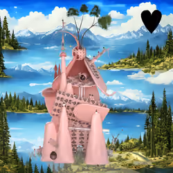 #81 | Building varation 1 scene with background seed 618 and a Black Heart card suit