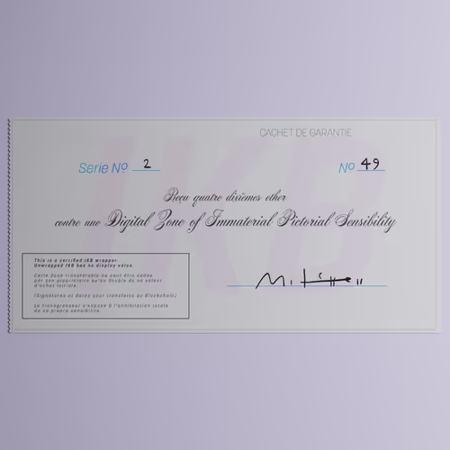 Digital Zone of Immaterial Pictorial Sensibility, Series 2, Edition 49. (Wrapped)