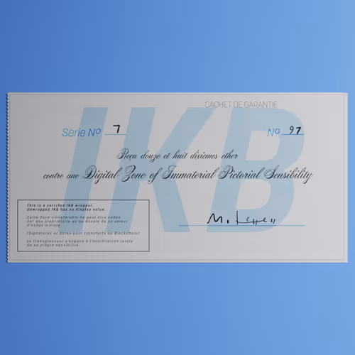 Digital Zone of Immaterial Pictorial Sensibility, Series 7, Edition 97. (Wrapped)