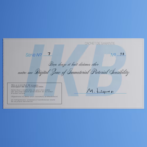 Digital Zone of Immaterial Pictorial Sensibility, Series 7, Edition 98. (Wrapped)