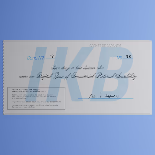 Digital Zone of Immaterial Pictorial Sensibility, Series 7, Edition 93. (Wrapped)