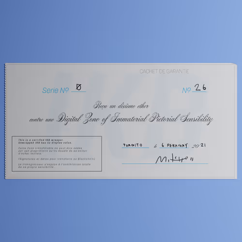 Digital Zone of Immaterial Pictorial Sensibility, Series 0, Edition 26. (Wrapped)