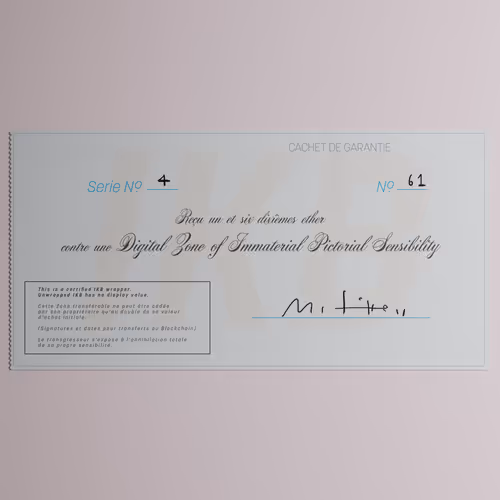 Digital Zone of Immaterial Pictorial Sensibility, Series 4, Edition 61. (Wrapped)
