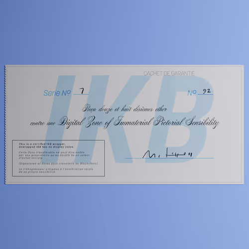 Digital Zone of Immaterial Pictorial Sensibility, Series 7, Edition 92. (Wrapped)