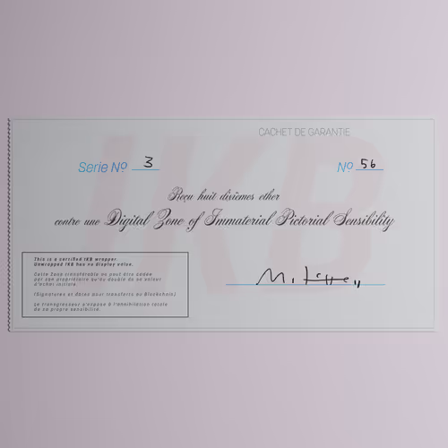 Digital Zone of Immaterial Pictorial Sensibility, Series 3, Edition 56. (Wrapped)