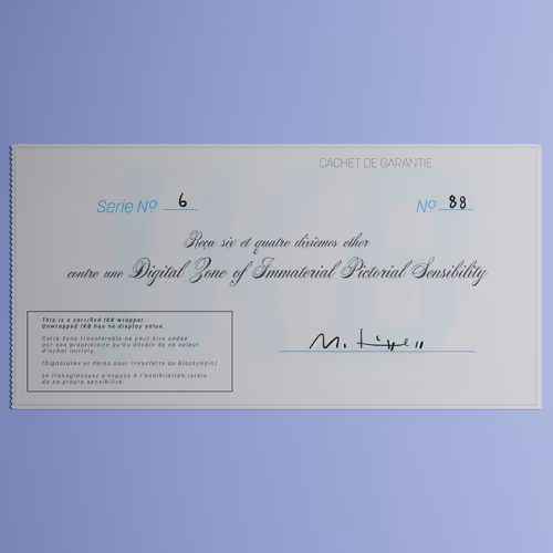 Digital Zone of Immaterial Pictorial Sensibility, Series 6, Edition 88. (Wrapped)