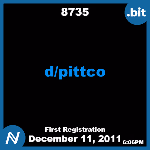 8735 | d/pittco | December 11, 2011 | Namecoin Domain