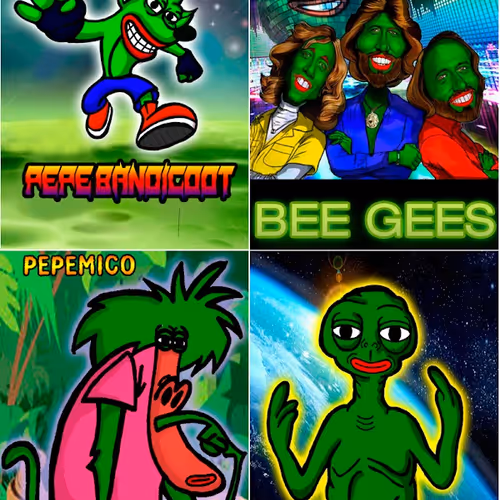 Rare Pepe collection of 4 Dank Cards with issuance 100