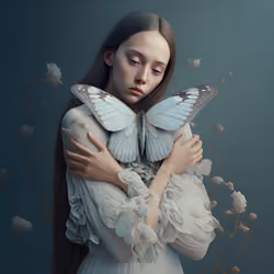  In a tender embrace