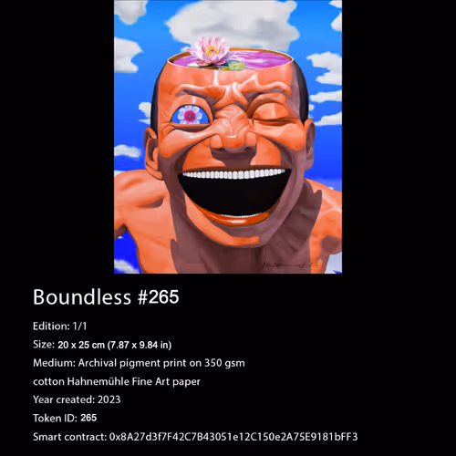 Certificate of Authenticity for Boundless NFT 265
