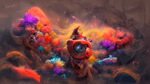 shaman in red floating in the crimson wasteland - redshaman3g