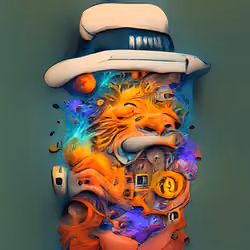 Lazy Lion Bitcoin Holder in Space - #6080