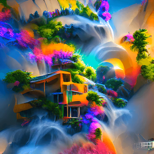 rainbow waterfall cannabis face fibonacci treehouse