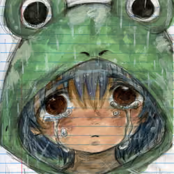 A Crying Child in a Frog Raincoat