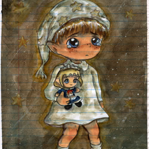 Child in White Pajamas and Favorite Milady Fumo