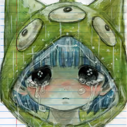 Crying Alien in a Raincoat
