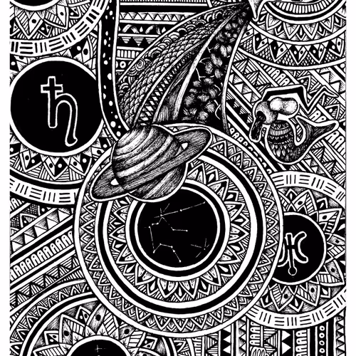 The 12 Zodiacs, but in Afrocentric Mandala