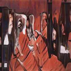 Triptych of A Woman In Red