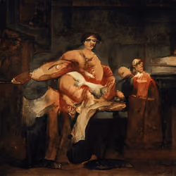Man In Red Dress With His Wife And Child