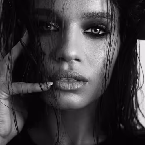 Black and white close-ups of girls