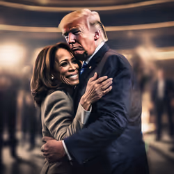 Trump Harris Hug#3