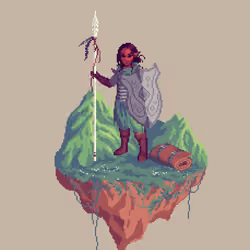 Sanddune Half-Elf Lineholder Fighter from The Mountains + Bedroll