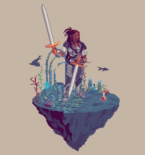 Valiant Human Whirlwind Fighter from The Temple + Potion