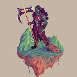 Tusktooth Half-Orc Beastcleave Barbarian from The Mountains + Bedroll