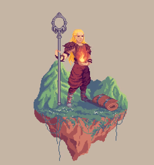 Sanddune Human Flamefist Monk from The Mountains + Bedroll