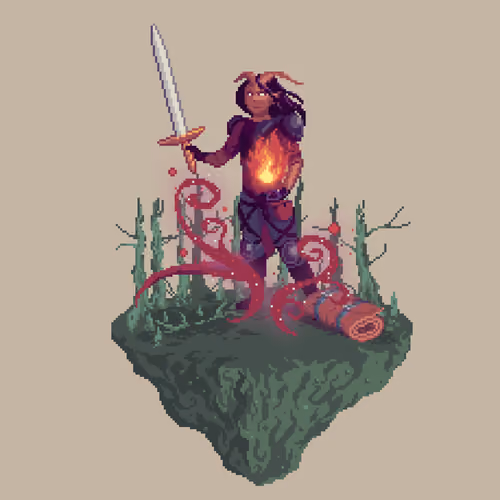 Fiendhorn Half-Demon Bloodmage Warlock from The Swamp + Bedroll