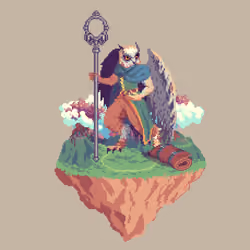 Owlfolk Longstaff Monk from The Glade + Bedroll