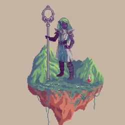 Dusk Elf Longstaff Monk from The Mountains + Potion