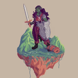 Tusktooth Half-Orc Slateshield Paladin from The Mountains + Bedroll